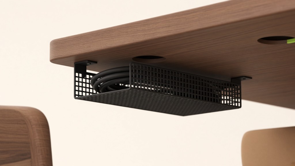 No-drill under-desk cable tray