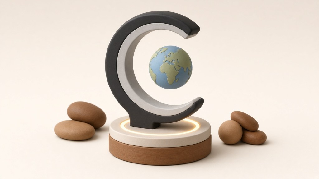 Illustration of Senders floating LED globe (C-shape)